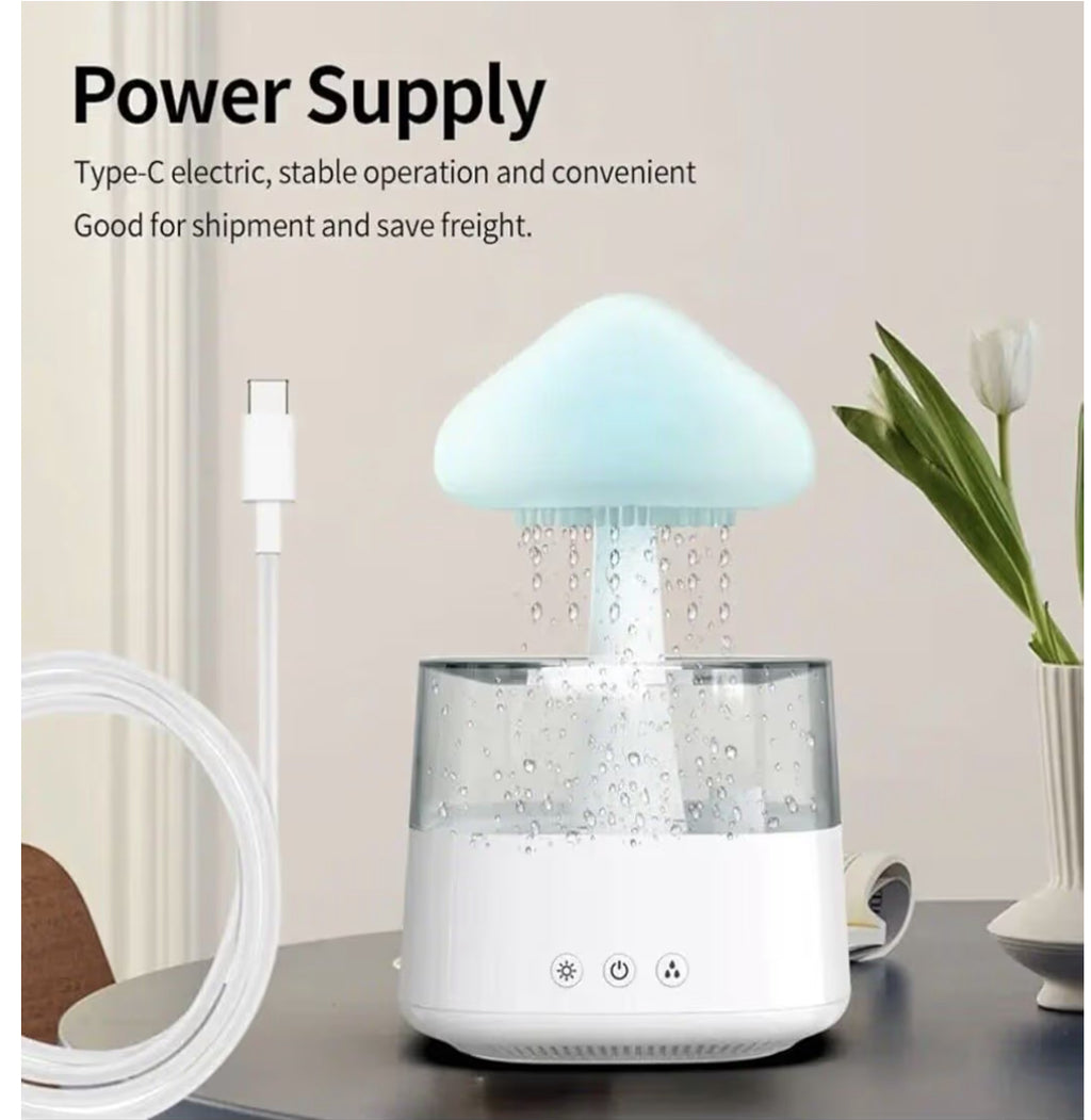 Rain Cloud Humidifier Water Drip with Remote Raindrop Humidifier Rain Cloud Diffuser Mushroon Air Humidifier with Rain Lamp
