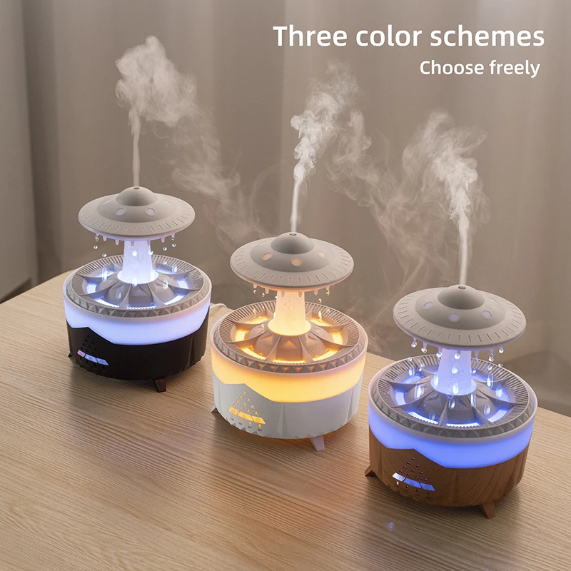 350Ml Aroma Air Humidifier Mini Usb Remote Control Raindrop Colorful Light Aromatherapy Room Rain Cloud Aroma Oil Diffuser