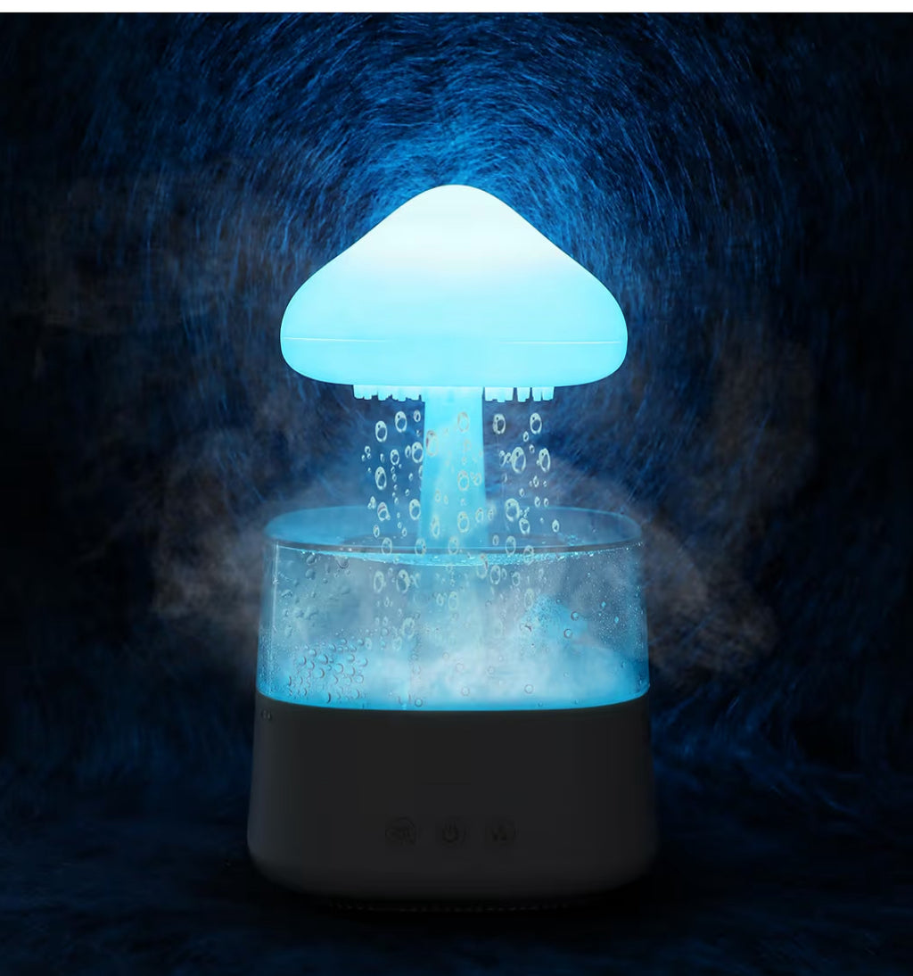Rain Cloud Humidifier Water Drip with Remote Raindrop Humidifier Rain Cloud Diffuser Mushroon Air Humidifier with Rain Lamp