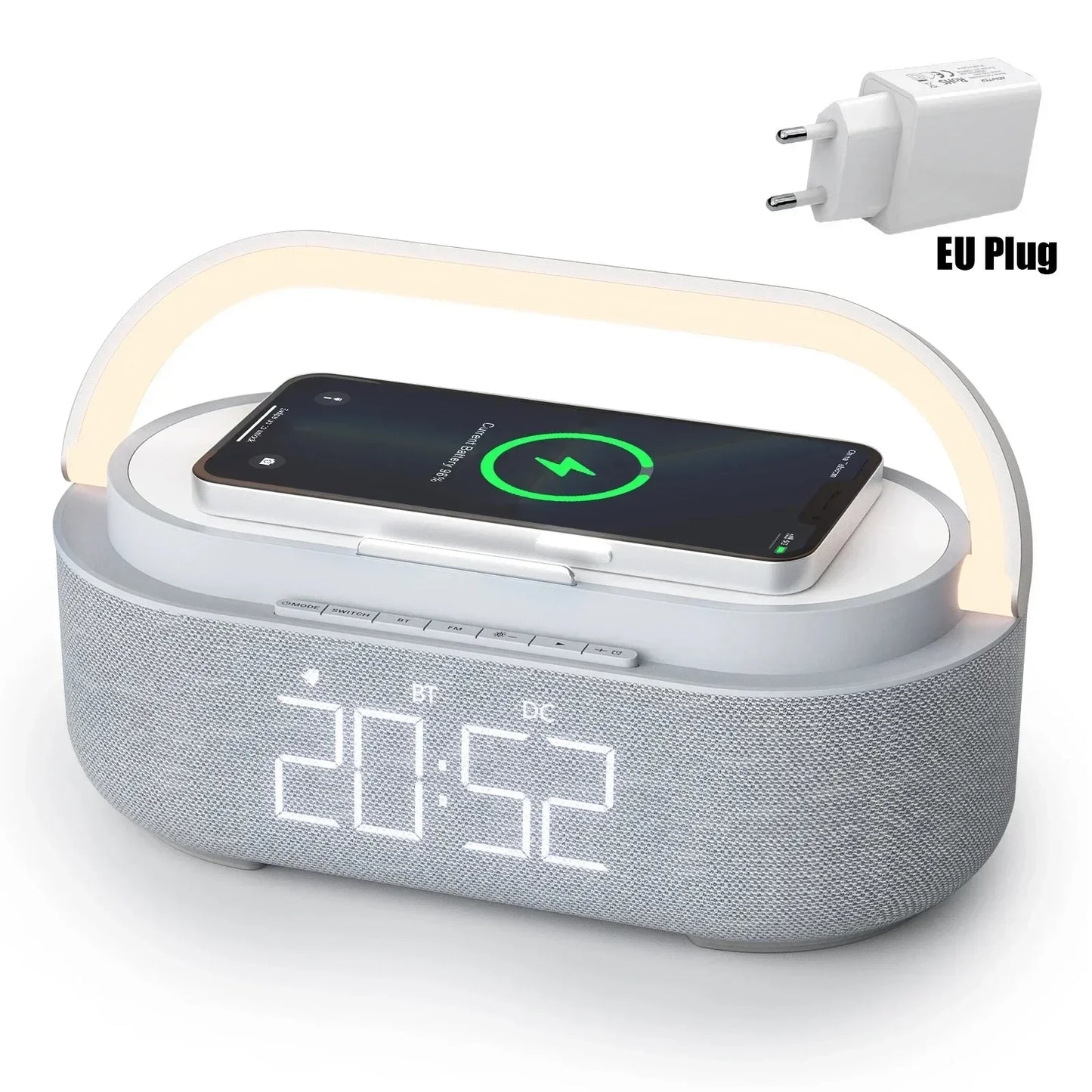 Bluetooth speaker 2500Mah Battery Support 15W wireless charging digital clock display night-light alarm clock, Bluetooth stereo
