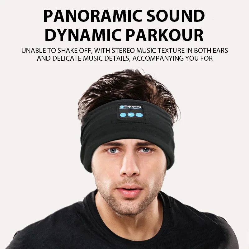 Wireless Bluetooth Headband Sleeping Headphones Sports Earphone/Headscar Music Hat with HD Stereo Speakers Eye Mask  for Side Sl