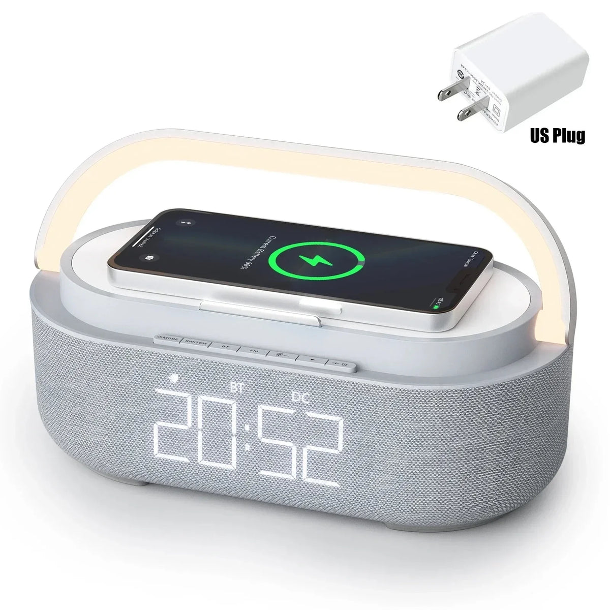 Bluetooth speaker 2500Mah Battery Support 15W wireless charging digital clock display night-light alarm clock, Bluetooth stereo