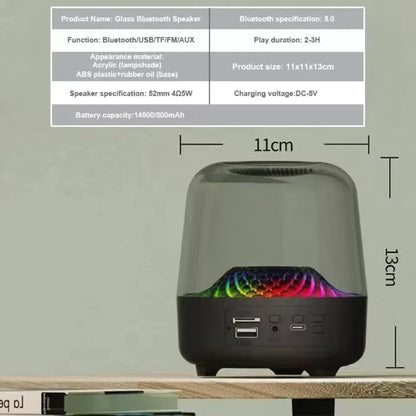 Bluetooth speaker High Power Bass Music Box 9D Surround Sound Column Full Screen Transparent Bluetooth Speaker TWS/AUX/BT/USB/TF