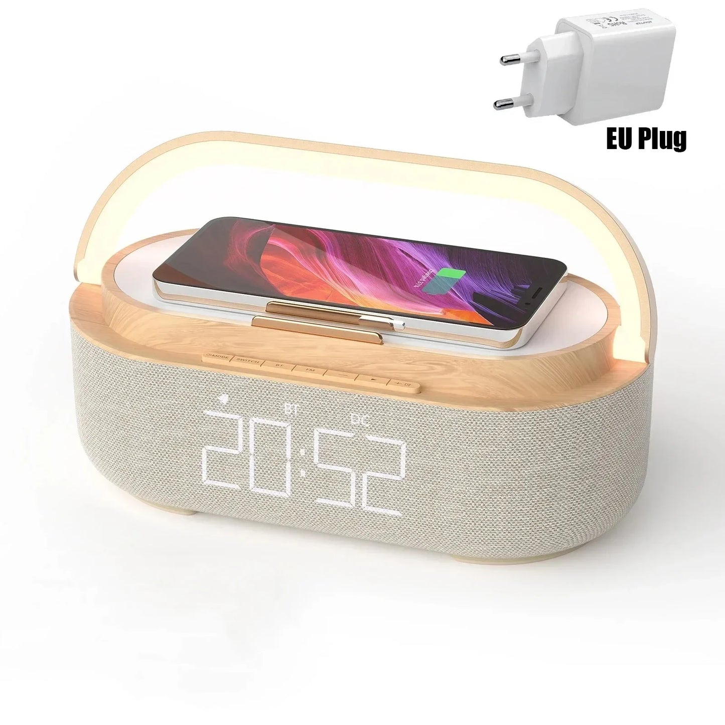 Bluetooth speaker 2500Mah Battery Support 15W wireless charging digital clock display night-light alarm clock, Bluetooth stereo