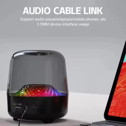 Bluetooth speaker High Power Bass Music Box 9D Surround Sound Column Full Screen Transparent Bluetooth Speaker TWS/AUX/BT/USB/TF