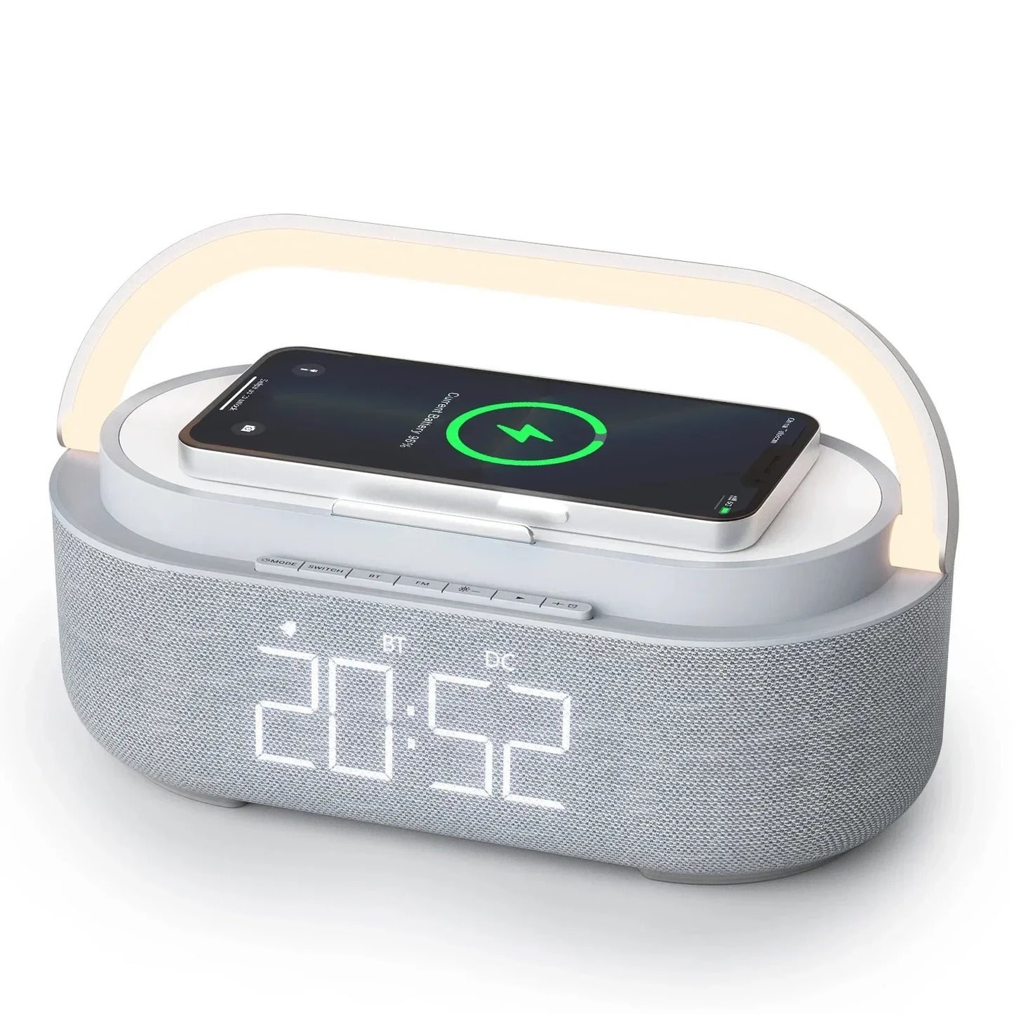 Bluetooth speaker 2500Mah Battery Support 15W wireless charging digital clock display night-light alarm clock, Bluetooth stereo