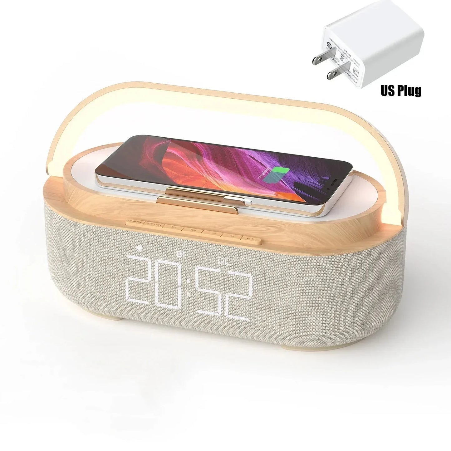 Bluetooth speaker 2500Mah Battery Support 15W wireless charging digital clock display night-light alarm clock, Bluetooth stereo