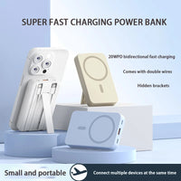 2025 New Magnetic Power Bank Three-In-One 20,000 Mah Self-Contained Cable Super Fast Charging Portable Magsafe Power Bank